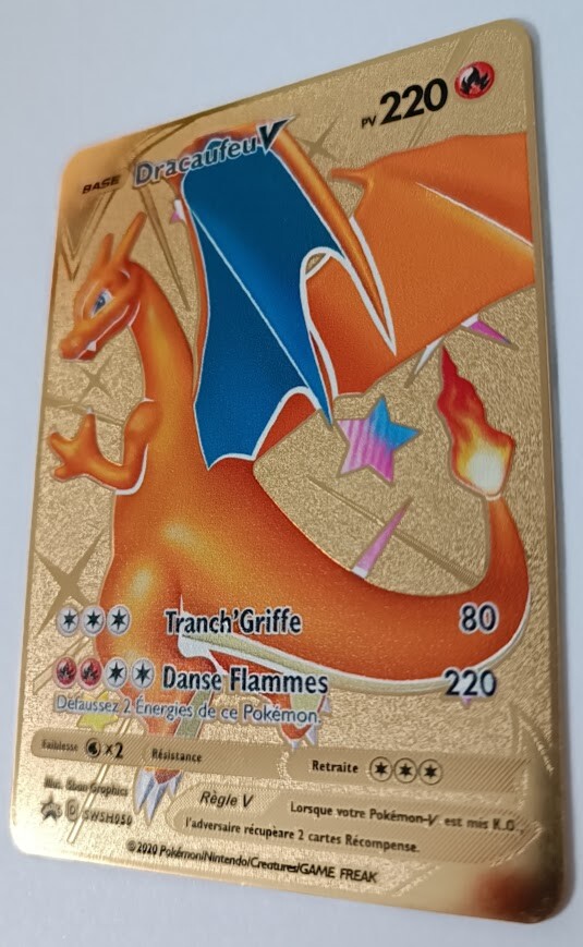 Carte Pokémon Gold Métal - Dracaufeu