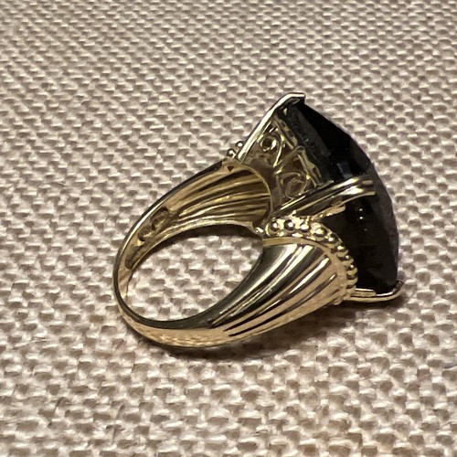 Sterling Silver Gold Tone Smoky Quartz Ring Sz 7.25 (EB429) - Picture 4 of 8