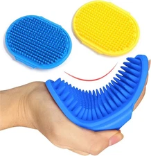 Dog Grooming Brush, Pet Shampoo Bath Brush Shedding Soothing Massage Rubber 2pcs