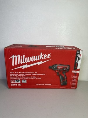 New! Milwaukee 2401-22 M12 12-Volt Li-Ion 1/4 in. Hex Cordless Screwdriver Kit