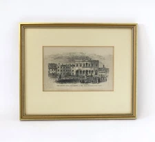 Antique Engraving Print County Hall  Aylesbury Framed Etching 12” X 10”