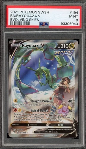 Pokemon Rayquaza V Evolving Skies Full Alt Art #194 PSA 9 Mint