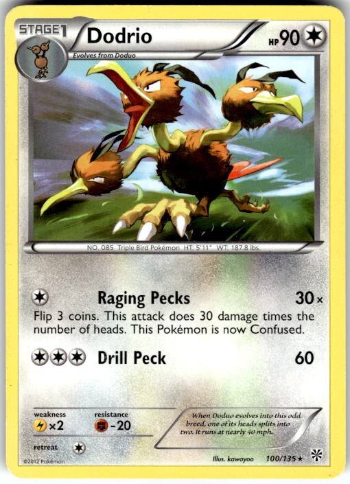 Dodrio 100/135 Rare Plasma Storm Pokemon Moderately Played