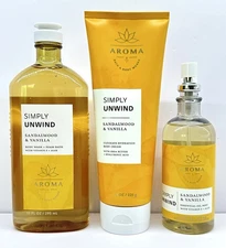 Bath & Body Works Simply Unwind Sandalwood Vanilla Wash Oil Mist, Body Cream