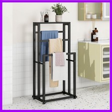 Free Standing Towel Rack for Bathroom, 3 Tier Metal Blanket Rack with Shelf, ...