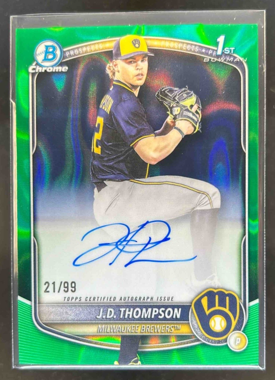 2025 Bowman Draft J.D. Thompson Chrome Auto Green Lava Refractor 1st #/99