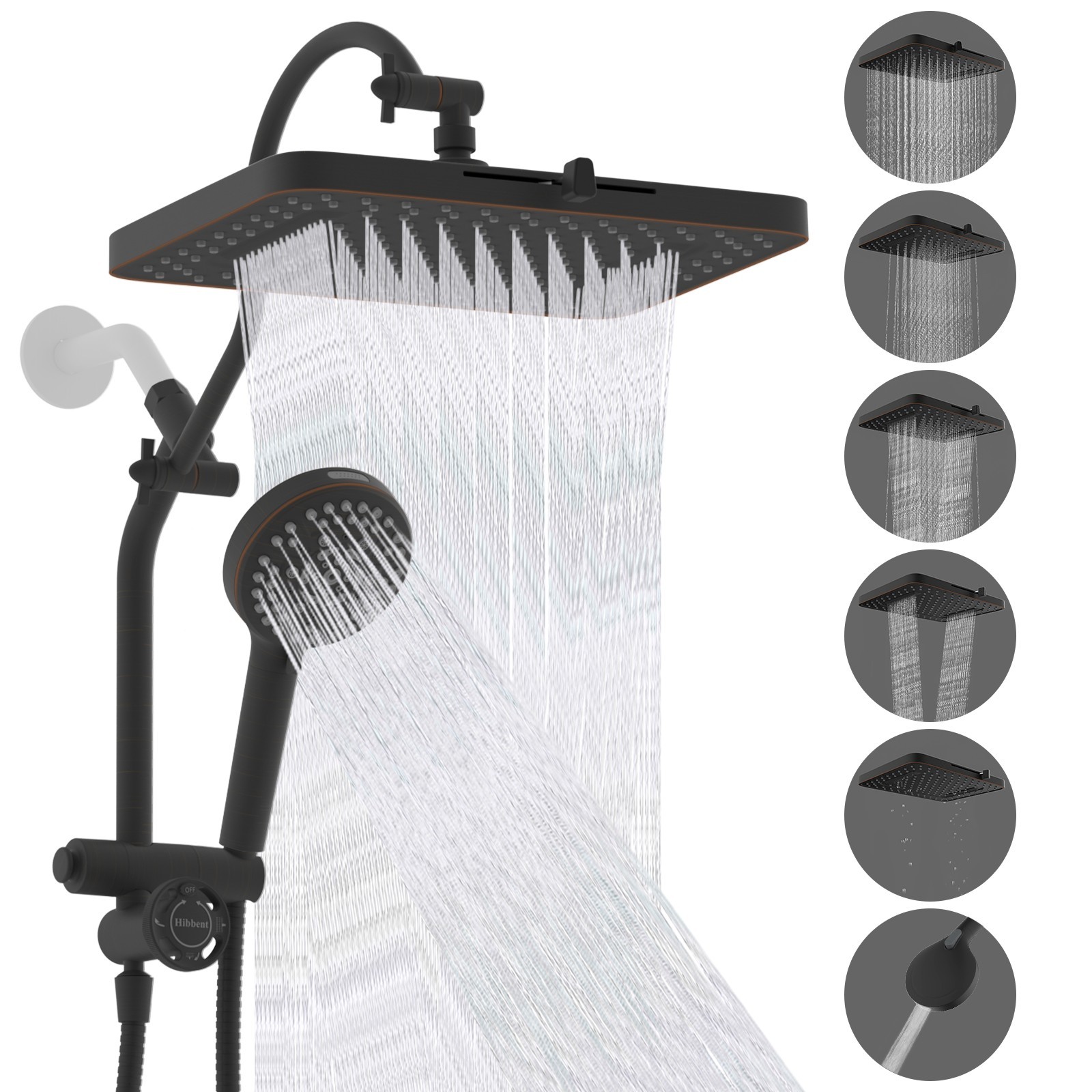 Combo 5 Spray Rainfall Showerhead With Handheld Spray