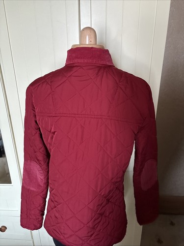 DENIM & CO Ladies Red Quilted Corduroy Trim Long Sleeve Collared Jacket Size 10 - Picture 10 of 13