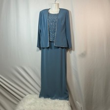 Montage By Mon Cheri Womens Dress Suit Formal Beaded Blue Special Occasion 10P