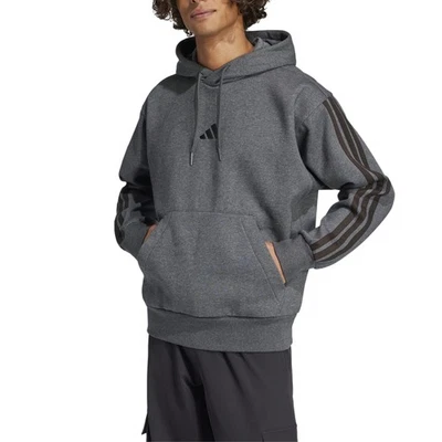 Adidas Sweat à Capuche pour Homme Essentials 3-Stripes Fleece Gris - Photo 1/4