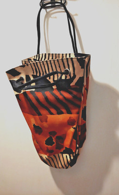 Jim Thompson Large Tapered Bucket Tote Bag & Cosmetic Case Animal Print Canvas