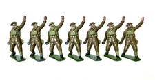 BRITAINS Lead Toy Soldier BRITISH INFANTRY IN GAS MASKS, TOSSING GRENADES