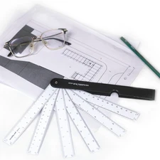Fan-Shaped Plastic Scale Ruler – Multi-Scale Drafting & Measuring Tool
