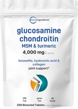 Glucosamine Chondroitin MSM & Turmeric 4,000Mg Equivalent, 300 Bisected Tablets 