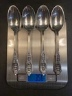 Wallace Rose Point Sterling Silver Spoon 6-inch Set of 4 No Monogram 101 grams
