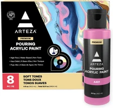 ARTEZA Acrylic Pouring Paint Set, 8 Pastel 4 Fl Oz (Pack of 8), Colors 