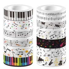 12Rolls Music Notes Washi Tape Black White Musical Note Printed Decorative Washi