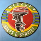 Vintage Mercury Outboards Sign - Engine Service Porcelain Gas Station Pump Sign
