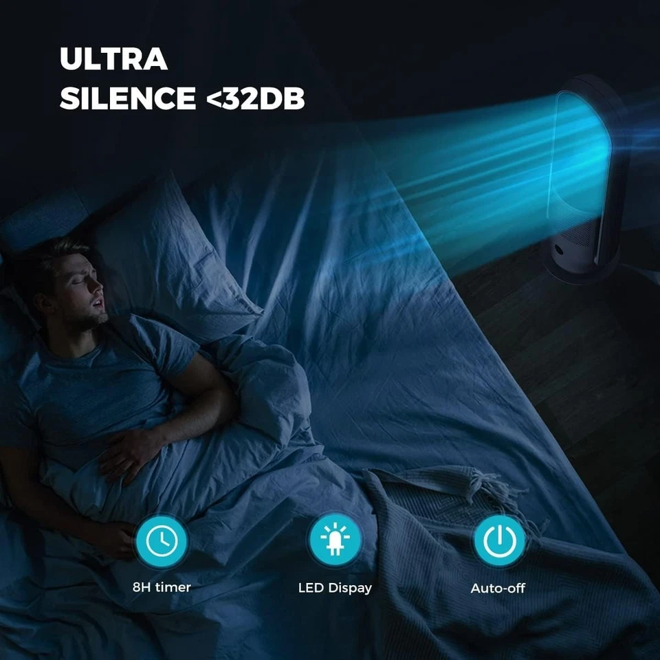 ULTTY CR022 Turmventilator mit Fernbedienung leise Schwarz für Büro&SchlafZimmer - Bild 4 von 4