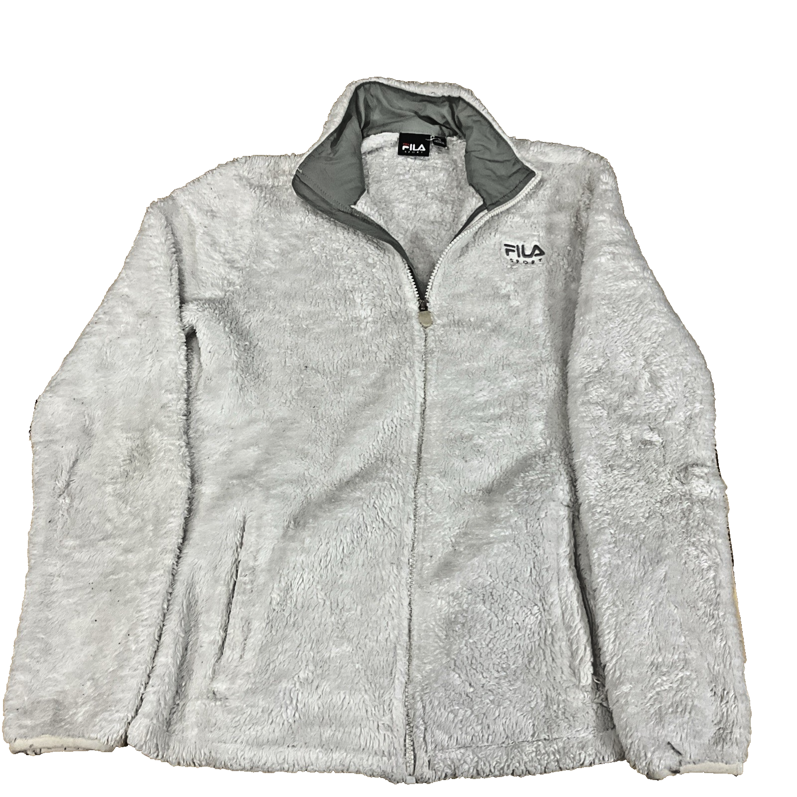 Fila Sport giacca soffice donna taglia S bianca full zip morbida pelliccia pile ottime condizioni