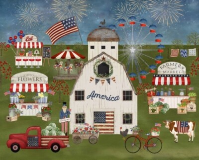 3 Wishes Hometown America by Beth Albert 18696 Hometown America Panel Cotton