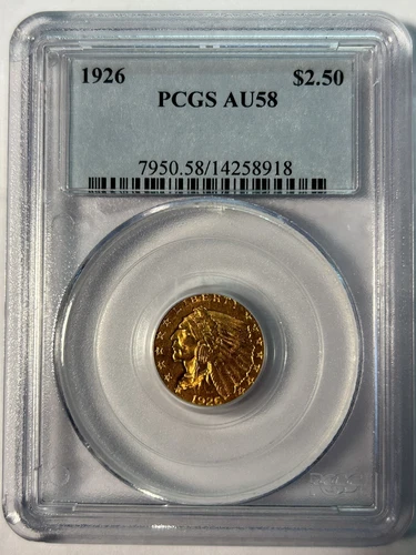 1926 $2.50 Indian Head Quarter Eagle Gold - PCGS AU58
