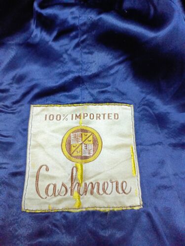 1950s dated Vintage handtailored bespoke 100% cashmere navy suit over coat 48R - Picture 3 of 18