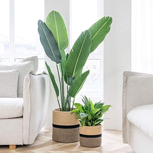 2 Pcs Jute Plant Pots for Indoor Plants, Seagrass Planters Basket, Woven Basket - Picture 1 of 6