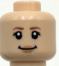 Lego New Light Nougat Minifigure Head Dual Sided Female Dark Orange Eyebrows