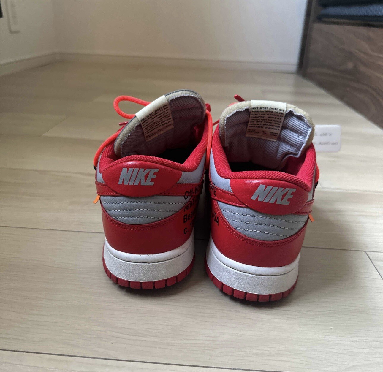 OFF WHITE X NIKE Nike Dunk Low x BIANCO SPORCO University rosse taglia 9 5 (2019)