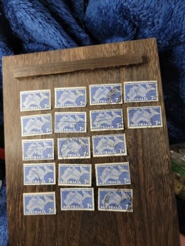 Lot Of 17 Australia 1956-58 Blue,  Royal Flying Doctor  Service, 7d Fine Used - Picture 1 of 6