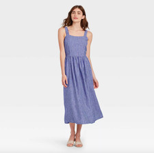 Women's Striped Sleeveless Buckle Back Dress - Who What Wear Blue XS