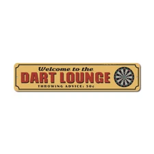 Dart Lounge Sign, Welcome Game Room, Throwing Advice 50 Cents Metal Sign