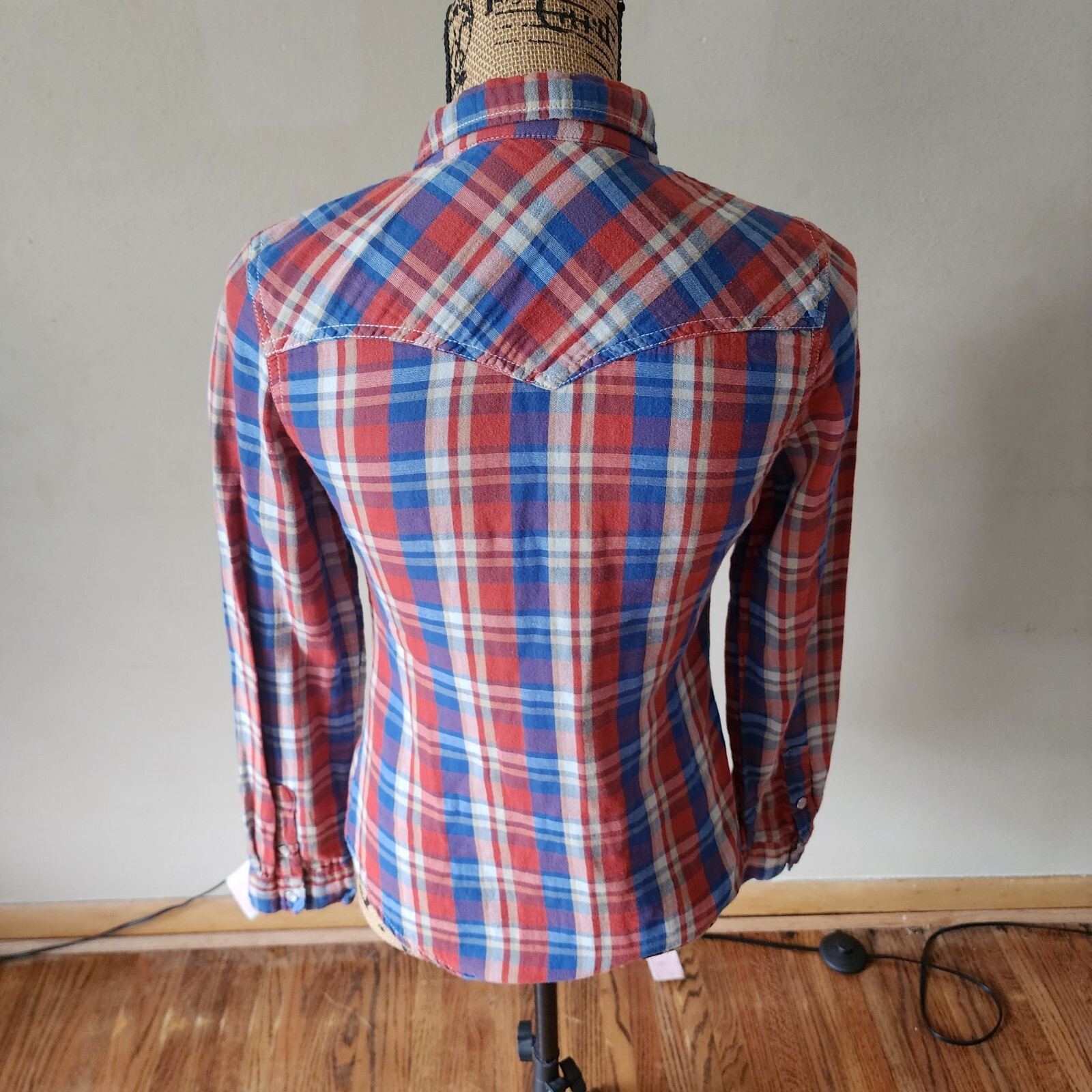 Hippie Laundry Multicolored Plaid Button Down Lon… - image 2