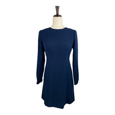 NWT LOFT Women's Navy Long Sleeve Sheath Dress Size 00 B77