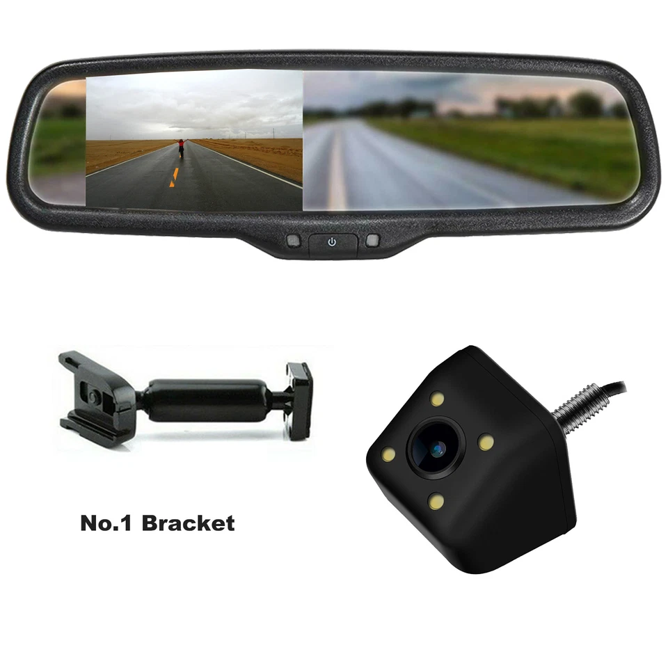 Car Rear View Mirror Monitor with No1 Bracket Backup Camera For Toyota Ford Jeep - Image 4 of 4