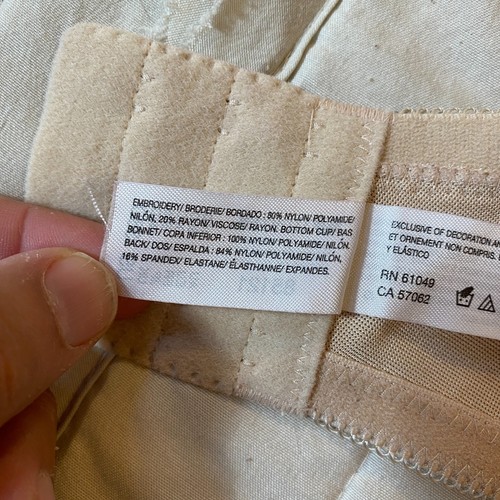Wacoal Bra 38D Beige Feather Embroidery Unlined Underwire Full Coverage 85121 - Picture 9 of 12