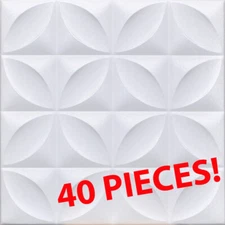 Glue Up Ceiling Tiles, Foam,  20" x 20", CLOSTER White, 40 PIECES 