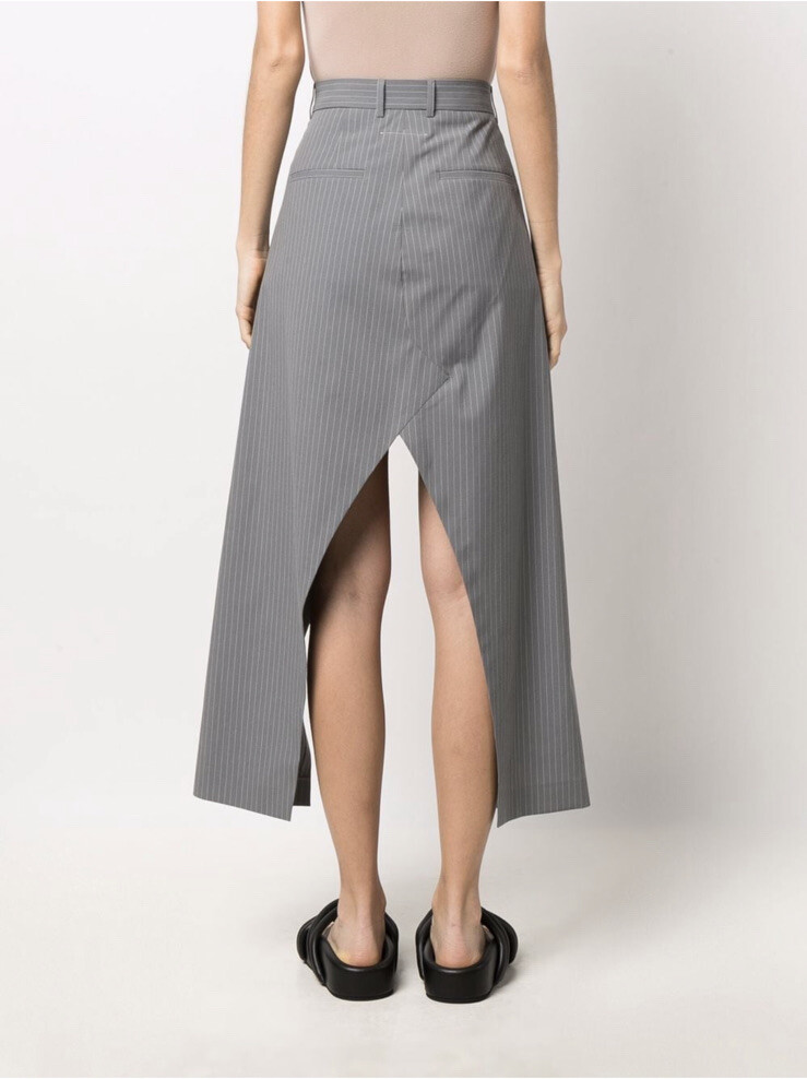 スカート MM6 MAISON MARGIELA Women Mid Skirts S62ME0009 GREY MM6 Mason Margiela pinstripe centre-split skirt | eBay