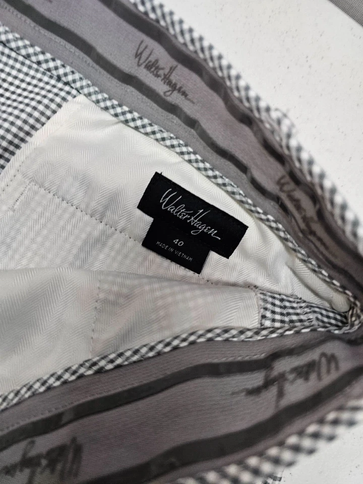 Pantalones cortos chinos de golf Walter Hagen para hombre talla 40 (40x10) grises a cuadros verano Foto 4 de 4