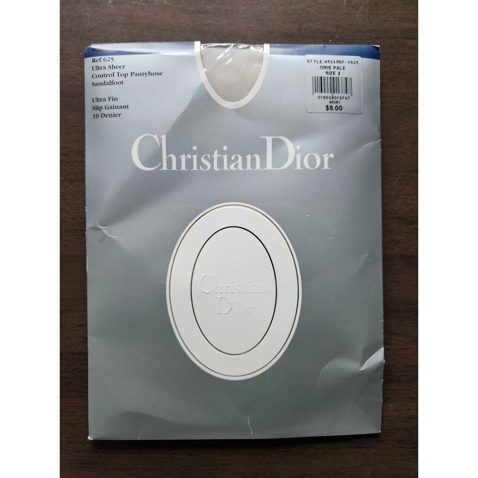 1 PAIRE DE COLLANTS VINTAGE CHRISTIAN DIOR GRIS PÂLE CONTROL TAILLE 2 ~ NEUF
