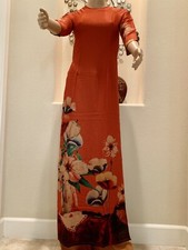 Ao Dai Vietnamese Long Dress- Lua Phap - with Pants Free Priority shipping