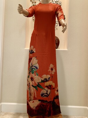Ao Dai Vietnamese Long Dress- Lua Phap - with Pants (Free Priority shipping)