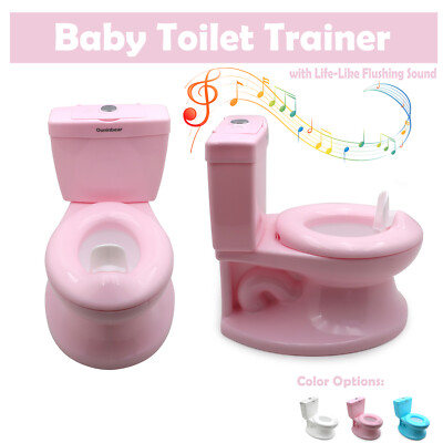 Flushing Sound Potty Training Toilet Toddler Baby Portable Chair Seat Kid  Pink