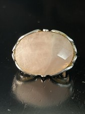Vintage Ring Size 7.5 Silver 925 Rose Quartz Pink NF Designer Large