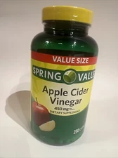 Spring Valley Apple Cider Vinegar Capsules 450mg 250 Count 03/2027