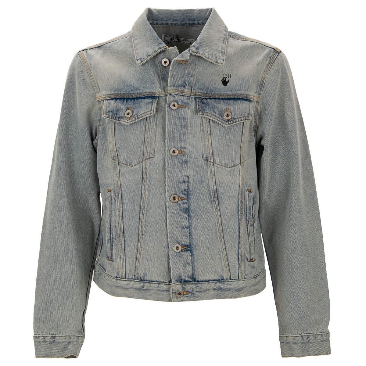 OFF-WHITE Virgil Abloh Slim Denim Jacke mit Mona Lisa Print OFF-WHITE Virgil Abloh Slim Denim Jacke mit Mona Lisa Print