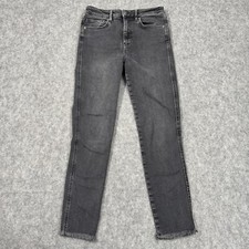 We The Free People Black Jeans Women  s Skinny High Waist Raw Hem Stretch Size 29