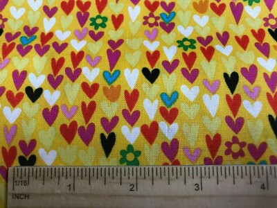I Heart You  Another Point of View mini hearts yellow love Windham fabric-1/2 yd