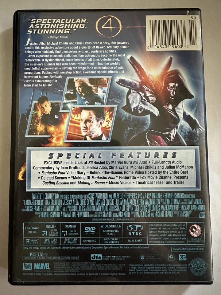 Fantastic Four (DVD, 2009, Widescreen) Jessica Alba, Chris Evans Foto 2 de 2